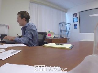 SpyFam Step son office anal fuck with step mom Cory Chase at work
