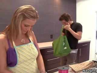 Blonde marriageable enchantress Nails Teenaged Stud While She Is Cooking